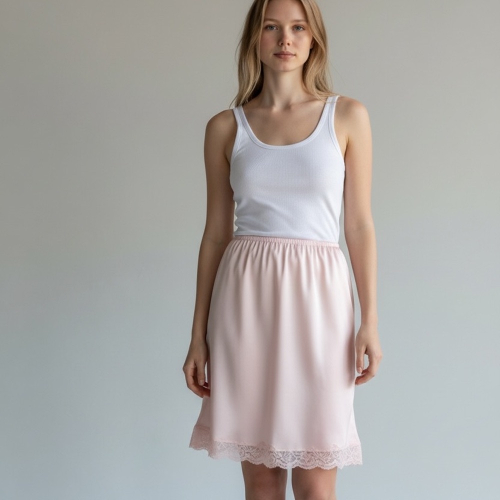 Pink Satin Slip Skirt Size Large Y2K Coquette Barbiecore Aesthetic
